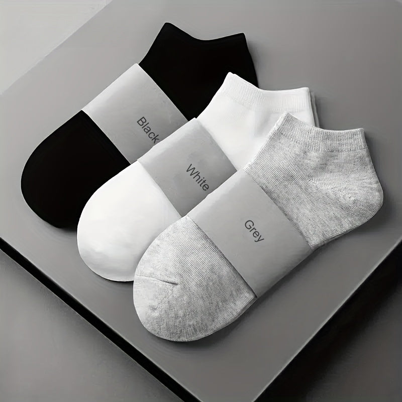 10\u002F20 Pairs Women's Comfy Ankle Socks - Sporty Black & White Solid Color Socks with White Trim - Breathable Athletic Socks for Sports, Gym, Casual Wear - Hand Wash Only - Great Gift & Women